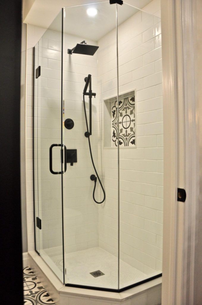glass door shower in a bathroom