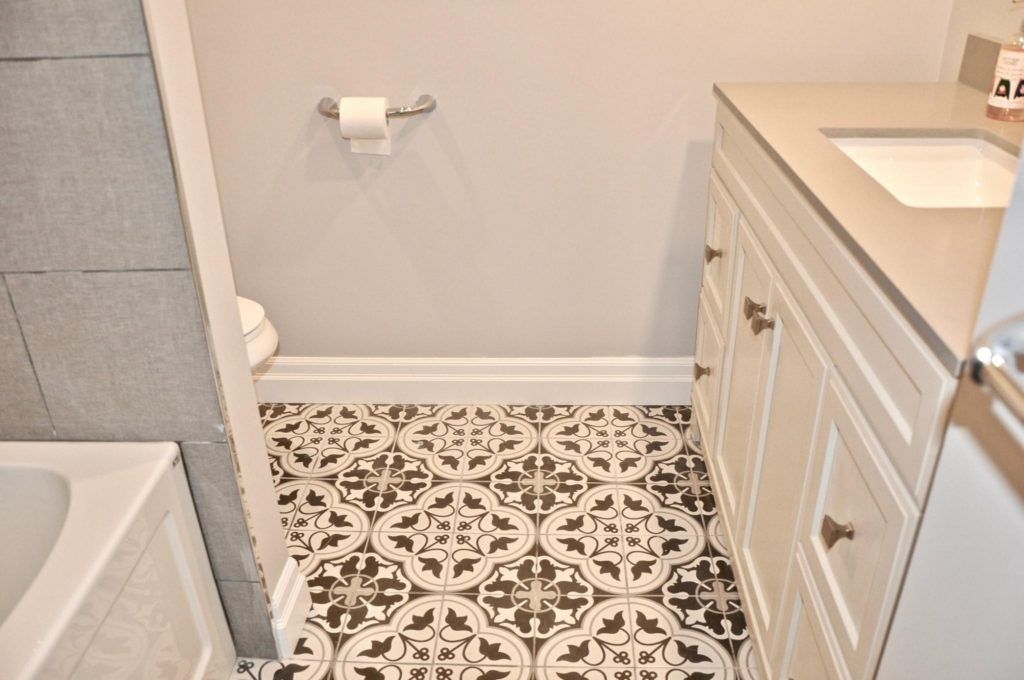photo of tiling in a household bathroom